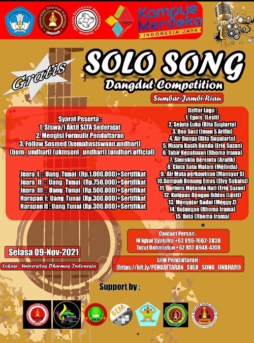 SMARAK Juara Solo Song Dangdut Comptition di Universitas Dharmas Indonesia 
